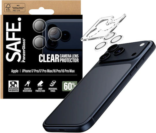 PanzerGlass Safe Προστασία Κάμερας Tempered Glass Διάφανο για το Iphone 17 Pro, Iphone 17 Pro Max, Iphone 16 Pro, 16 Pro Max