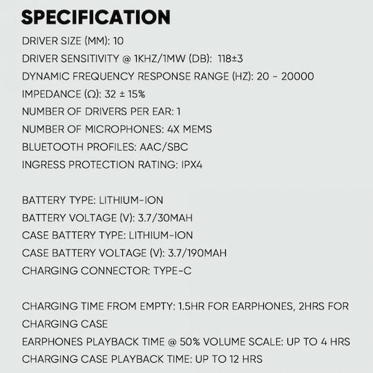 Sonic Gear Earpump Q1 In ear Bluetooth хендсфри Слушалки с Устойчивост на Пот и Кутийка за Зареждане Бял