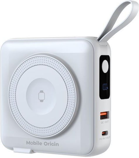 Mobile Origin PBT-03L-WHT MagSafe Power Bank 10000mAh 20W με Θύρα USB-A και Θύρα USB-C Power Delivery Λευκό