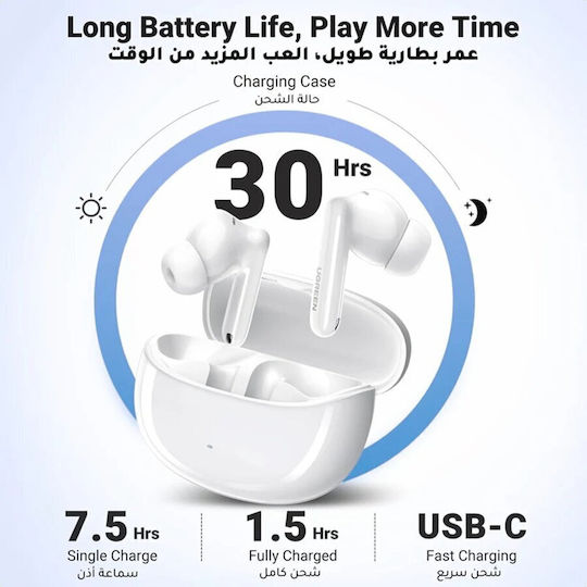 Ugreen HiTune T3 Pro In ear Bluetooth хендсфри Слушалки Бял
