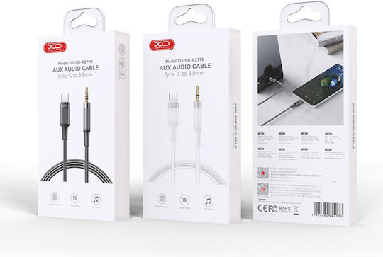 XO USB 2.0 Cable USB-C male - 3.5mm Λευκό 1m 16.005.0367
