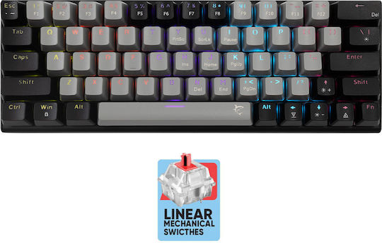 White Shark WAKIZASHI 2 Gaming Mechanical Keyboard 60% with Custom Red switches and RGB lighting (English US) Grey/Black