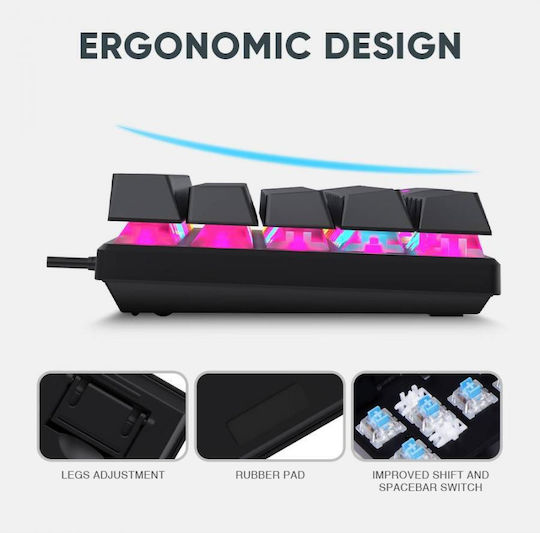 Armaggeddon MKA-1C Core Gaming Mechanische Tastatur 60% mit Benutzerdefiniert Blau Schaltern und RGB-Beleuchtung (Englisch US) Weiß
