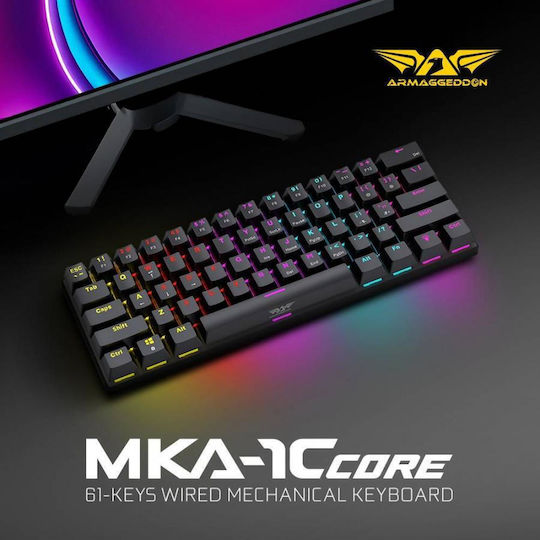 Armaggeddon MKA-1C Gaming Μηχανικό Πληκτρολόγιο με Custom Blue διακόπτες και Φωτιζόμενα πλήκτρα (Αγγλικό US)