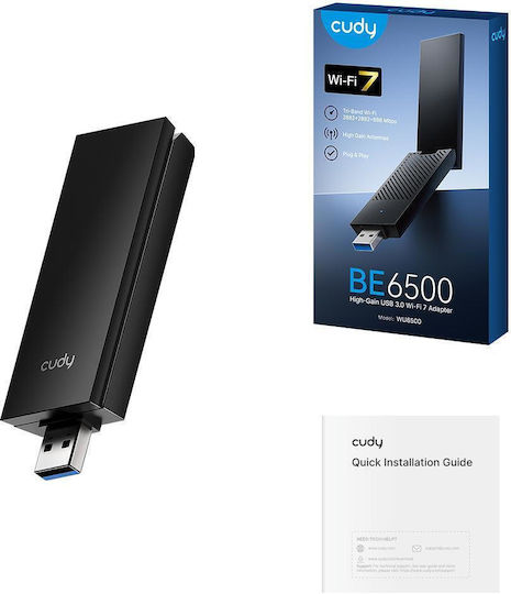 Cudy WU6500 USB Network Adapter with Wireless Wi-Fi Connection 6500Mbps