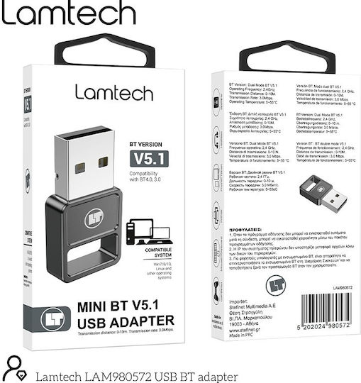 Lamtech Mini Bluetooth V5.1 Usb Adapter