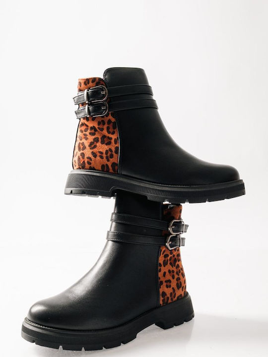 Ghete Copii din Piele Black / Animal Print