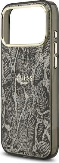 Guess Python Pattern Umschlag Rückseite Silikon Schwarz (iPhone 17 Pro Max)