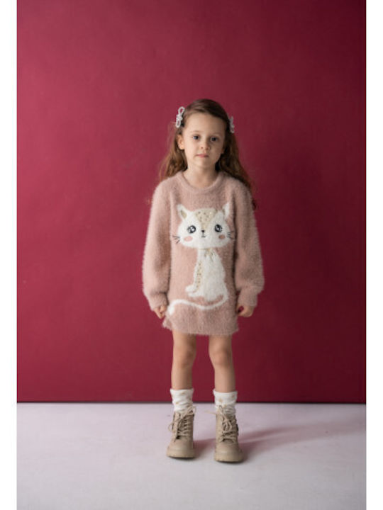 Mädchenkleid Langärmelig Gestrickt Kinderbekleidungssets mit Rosa Bluse