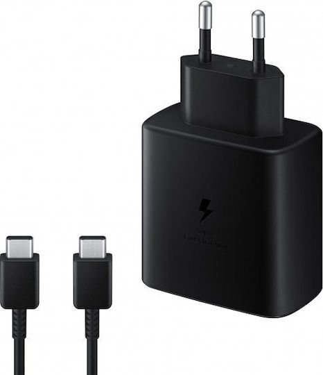 Samsung Φορτιστής με Θύρα USB-C και Καλώδιο USB-C - USB-C 45W Μαύρος (EP-TA845)