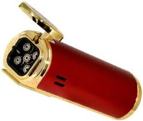 Rocky Patel Envoy Feuerzeug 5xJet Gold-Rot Punch