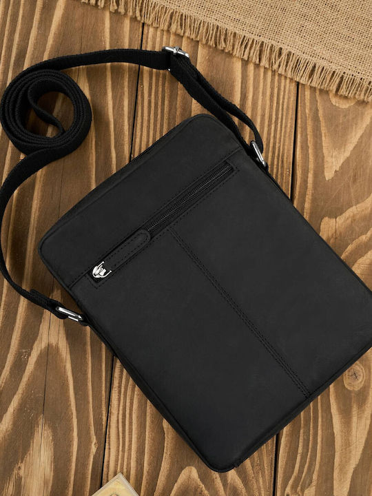Herren Ledertasche Schulter / Crossbody Schwarz