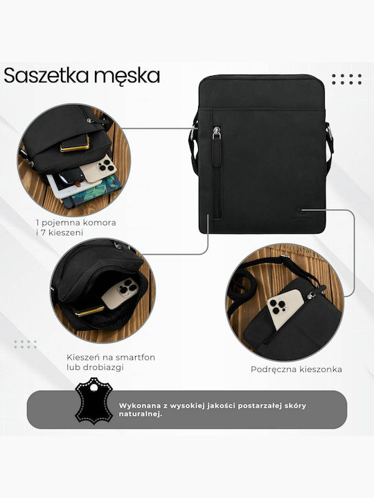 Herren Ledertasche Schulter / Crossbody Schwarz