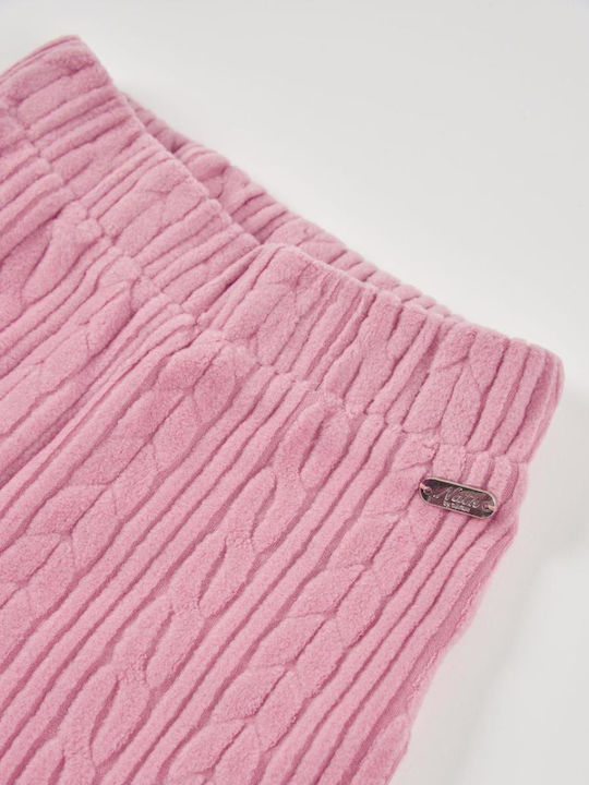 Pantalon Larg din Material Textil pentru Copii Pink