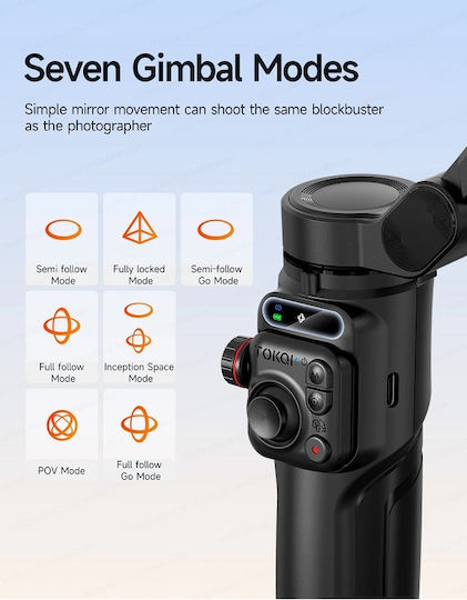 M05 Phone Gimbal with 3 Axis Stabilization and 5 Operating Hours Black