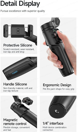 M05 Phone Gimbal with 3 Axis Stabilization and 5 Operating Hours Black