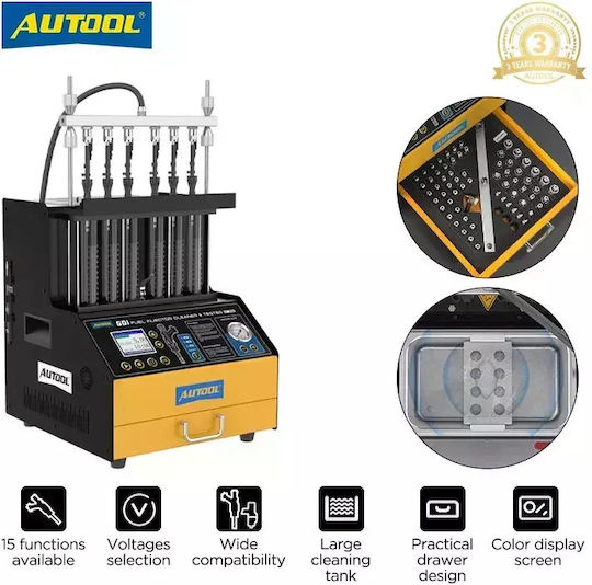 Autool Ct500 – Професионална Машина За Почистване и Тестване На Бензинови Дюзи Gdi Efi За 6 Цилиндъра Ултразвукова