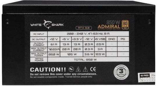 White Shark 850W Black Computer Power Supply Full Modular 80 Plus Gold (GPSU-850W)