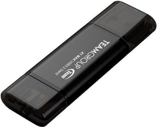 TeamGroup X1 Max 512GB USB 2.0 SSD Stick with USB-A & USB-C Connection Black