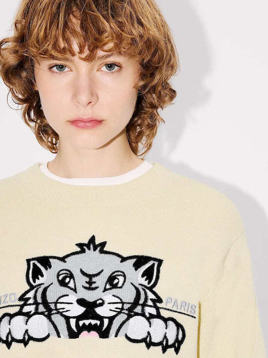 Happy Tiger Women's Long Sleeve Woolen Beige Sweater