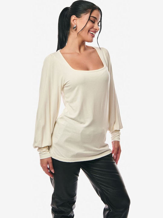 Women's Sweater with 3/4 Sleeve Ecru