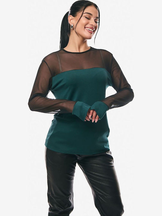 Women's Blouse with Sheerness Cypress