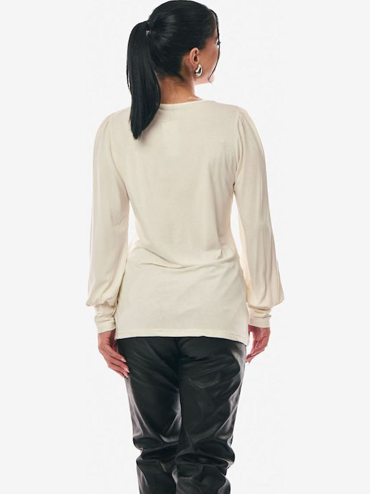 Women's Sweater with 3/4 Sleeve Ecru