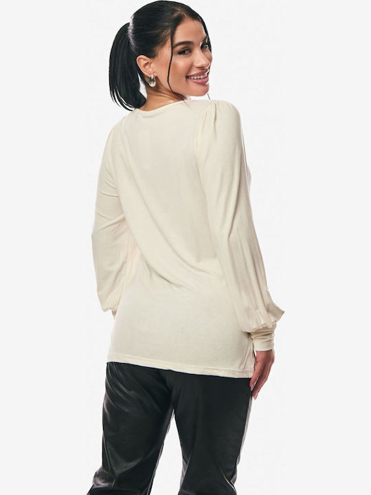 Women's Sweater with 3/4 Sleeve Ecru