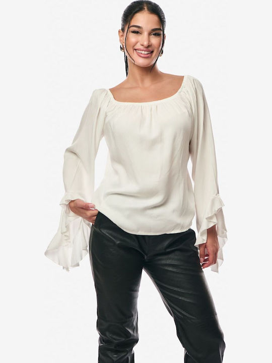 Γυναικεία Μπλούζα Off-Shoulder Εκρού