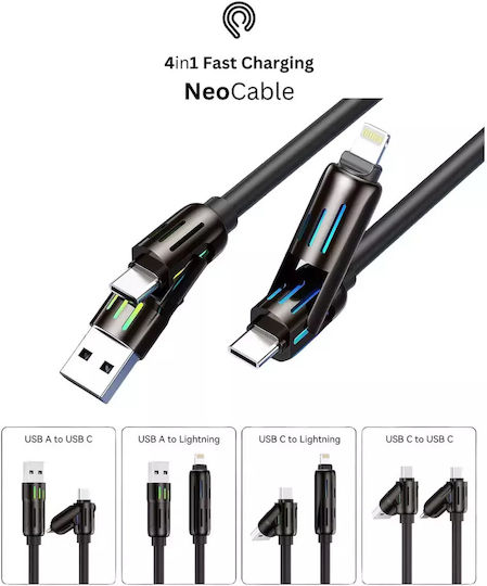 Hyperloq Neocable Καλώδιο 4-in-1 Όλα 2m Γκρί