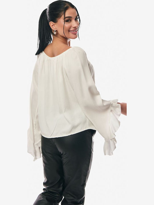 Γυναικεία Μπλούζα Off-Shoulder Εκρού