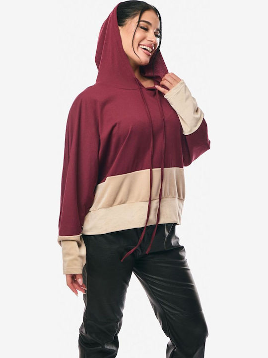 Women's Blouse with Hood Burgundy