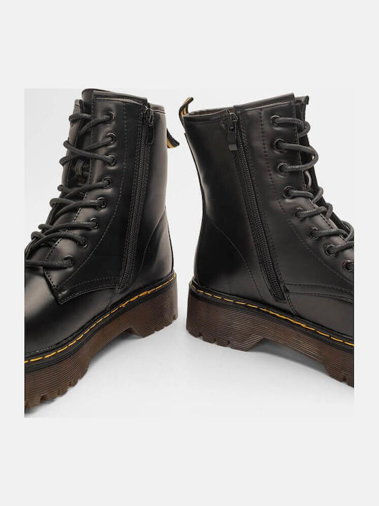 Leder Stiefeletten Damen Schwarz