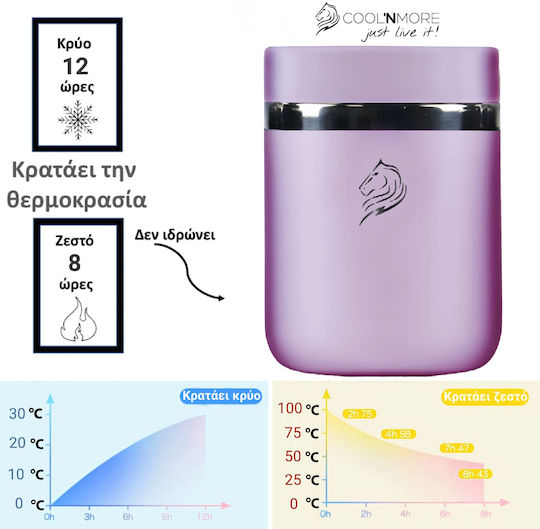 Cool'NMore Δοχείο Φαγητού Inox Θερμός Λιλά 800ml