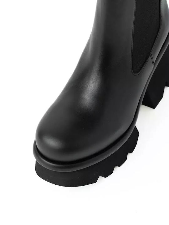Leder Stiefeletten Damen Schwarz