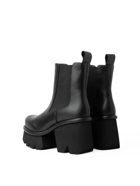 Leder Stiefeletten Damen Schwarz