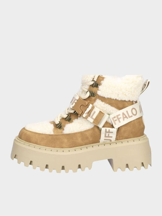 Leder Stiefeletten Damen Beige