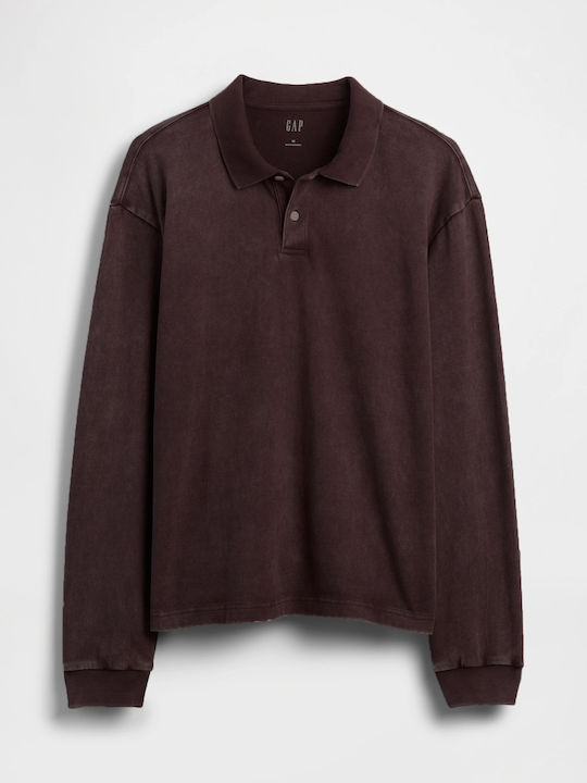 Herrenblusen Polo Langarm Dunkelbraune
