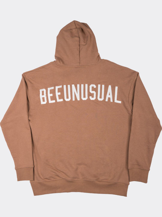 Embroidered Logo Men's Sweatshirt with Brown Hood