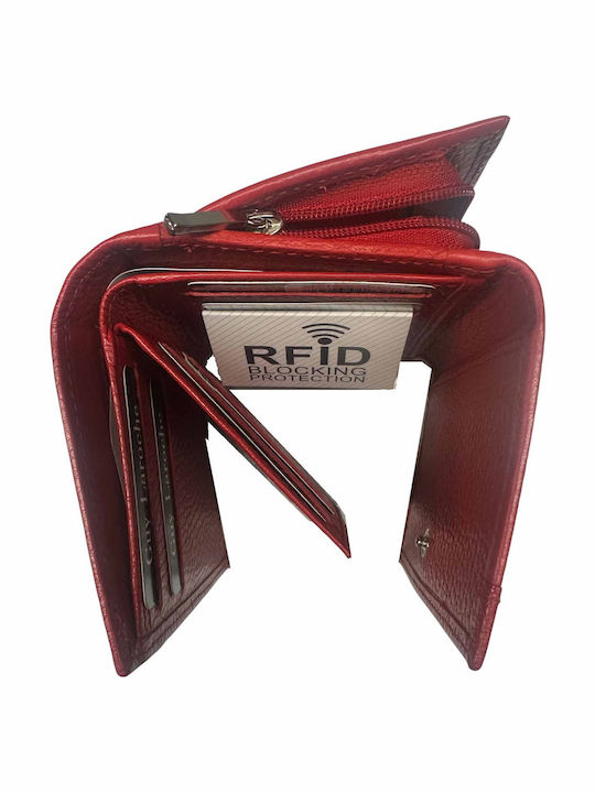 Μικρό Δερμάτινο Γυναικείο Πορτοφόλι με RFID Κόκκινο