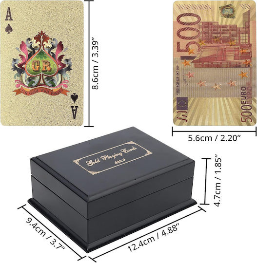 Set Cărți de Joc Poker Kurtzy Premium Impermeabile cu Foaie de Aur 9,5 X 12,5 X 5 Cm Cutie din Lemn Certificat