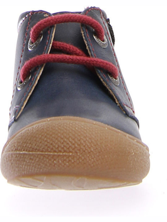 Anatomical Leather Kids Boots with Laces Navy Blue