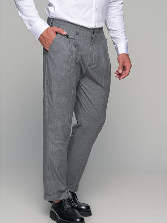 Oxford Trousers Suit Elastic in Slim Fit Gray