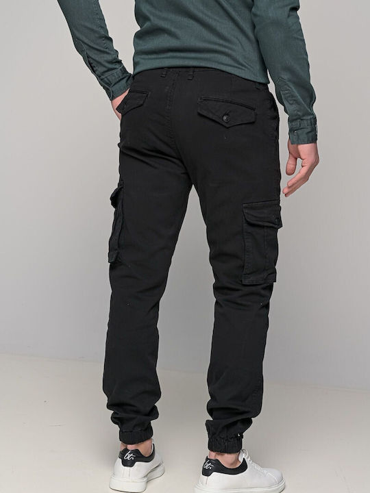 Trousers Cargo Elastic in Loose Fit Black
