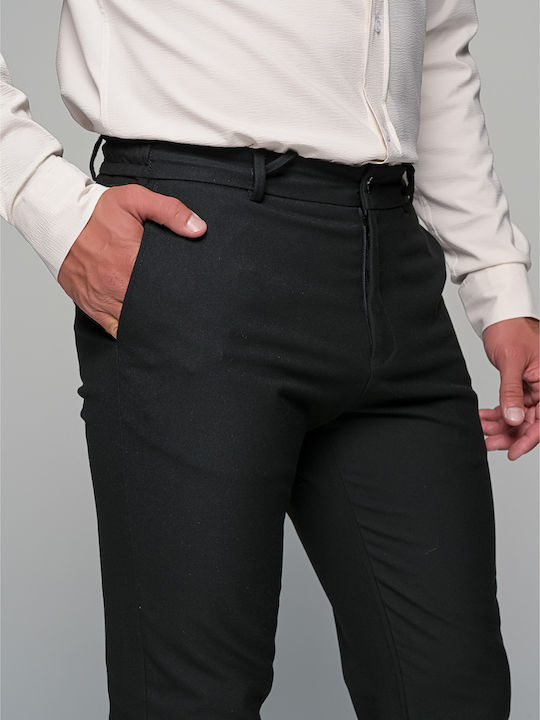 Pantaloni Elastic cu Croială Slim Black