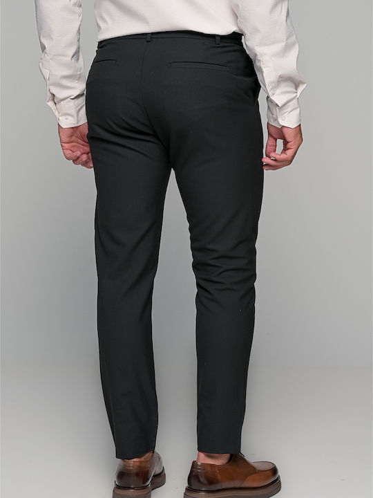Pantaloni Elastic cu Croială Slim Black