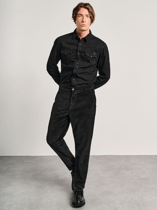 Fino Long-sleeved Denim Shirt Black