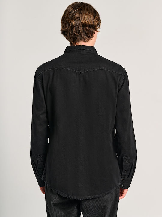 Fino Long-sleeved Denim Shirt Black