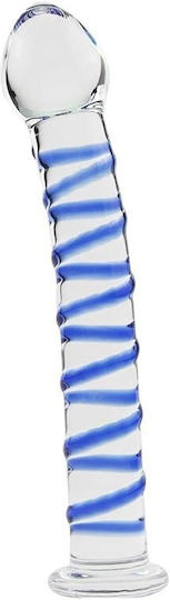 Smd Celestial Glass Dildo Blue Raised Spiral Texture & Mushroom Tip 17cm Clear Blue