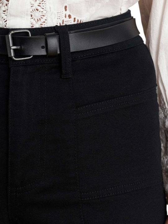 Damen Stoff Cargo Hose Black